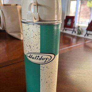 Vintage Pint Size 1950’s King Seeley Holiday Thermos Made in USA